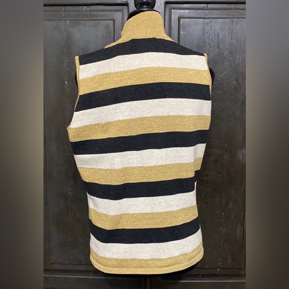 Kathy Lee metallic gold, cream & black sleeveless mock turtleneck sweater-Large - Picture 3 of 9